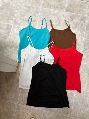 Lot of Women's Cotton Camisole Tank Top - Black, White, Red, Turquoise, Brown